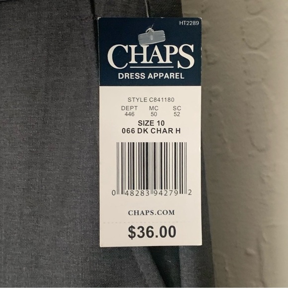 NWT CHAPS Boys Dress Pants Dark Charcoal Heather Style# C841180 Classic Size 10 - Picture 3 of 16